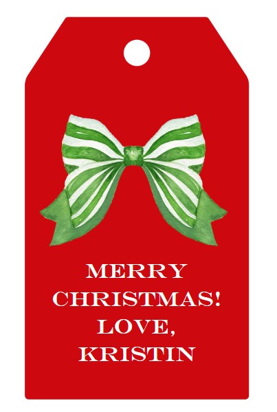 Personalized Monogrammed Red Stripe Christmas Gift Tags